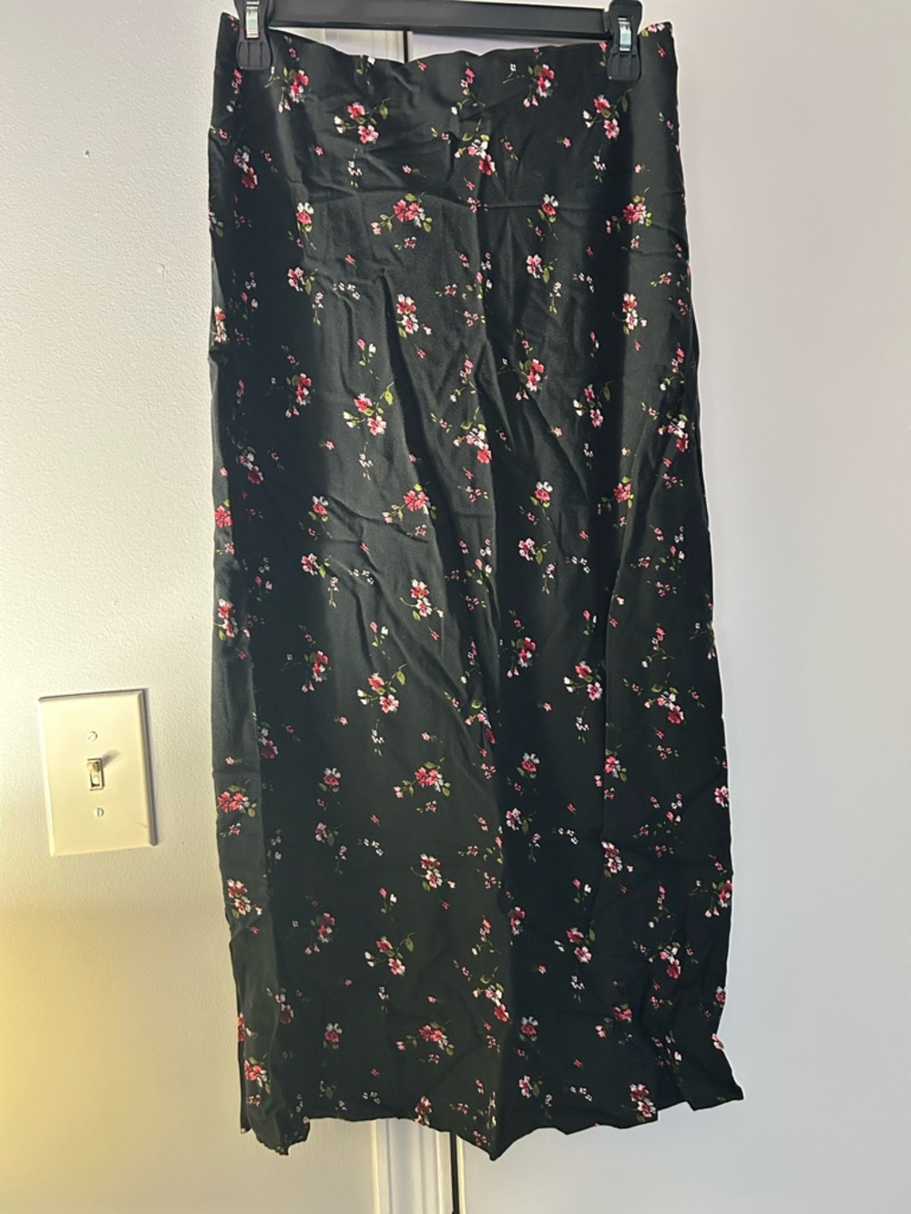 GAP Black Maxi Skirt with Pink Floral Print